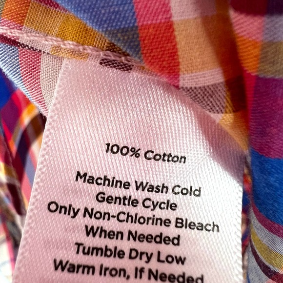 Talbots Womens Sz XL Vibrant Plaid Long Sleeve Blouse Shirt Top Business Formal - Picture 7 of 8